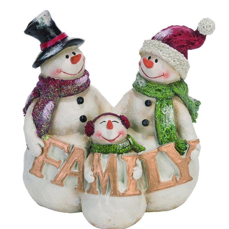 The Holiday Aisle® Resin Family Snowman Figurine Wayfair
